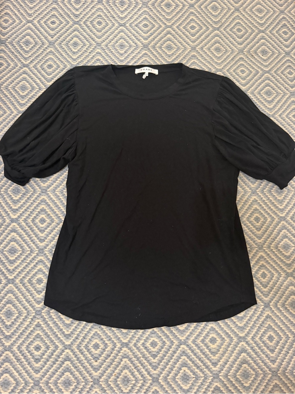 Frame Women’s’ Black Puff Sleeve Short Sleeve Top